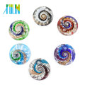 MC0022 Usine Outlet Or Poussière Tourbillon Plat Rond Lampwork En Verre Shell Pendentifs 12 pcs / boîte